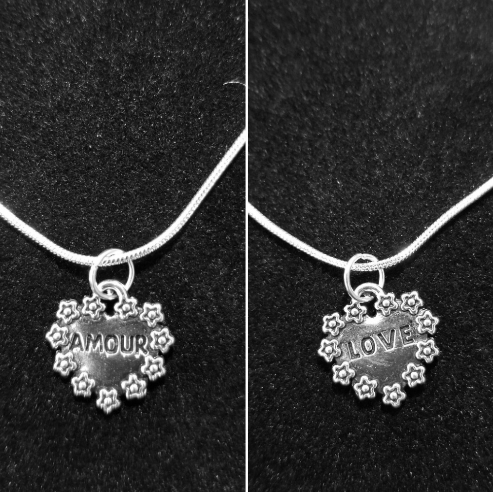 Double Sided Love \ Amour .925 Sterling Silver